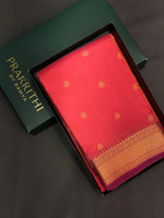 Peachish pink pure organza Kanchipuram soft Silk saree - PPSILK28