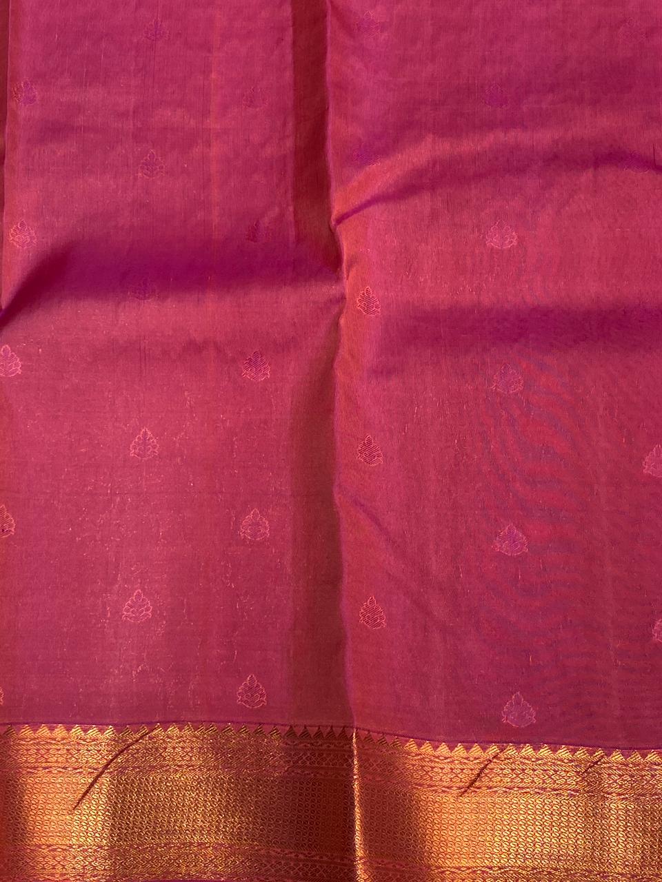 Peachish pink pure organza Kanchipuram soft Silk saree - PPSILK28