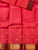 Peachish pink pure organza Kanchipuram soft Silk saree - PPSILK28