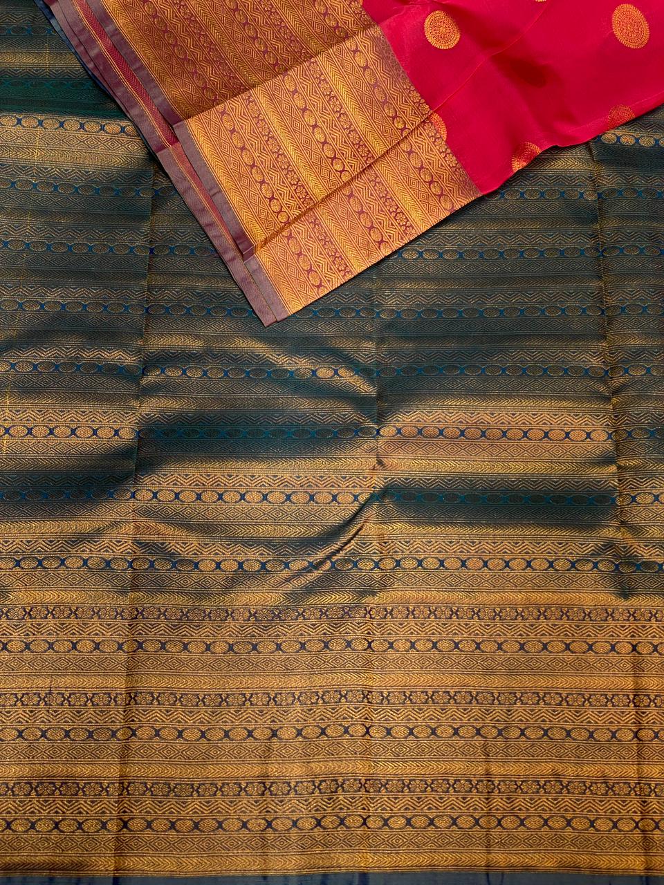 Pink and blue pure organza Kanchipuram Silk saree - PPSILK30