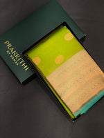 Parrot green and blue pure organza Kanchipuram Silk saree - PPSILK40