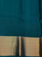 Dark olive green and peacock blue pure soft Kanchipuram Silk saree - PPSILK42
