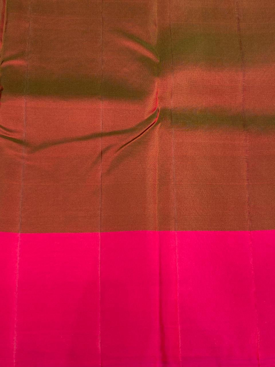 Dark brown and magenta pure soft Kanchipuram Silk saree - PPSILK43