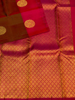 Dark brown and magenta pure soft Kanchipuram Silk saree - PPSILK43
