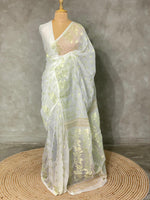 Cotton jamdani saree inpastal green- PSCJ13