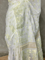 Cotton jamdani saree inpastal green- PSCJ13