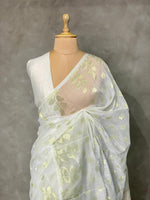 Cotton jamdani saree inpastal green- PSCJ13
