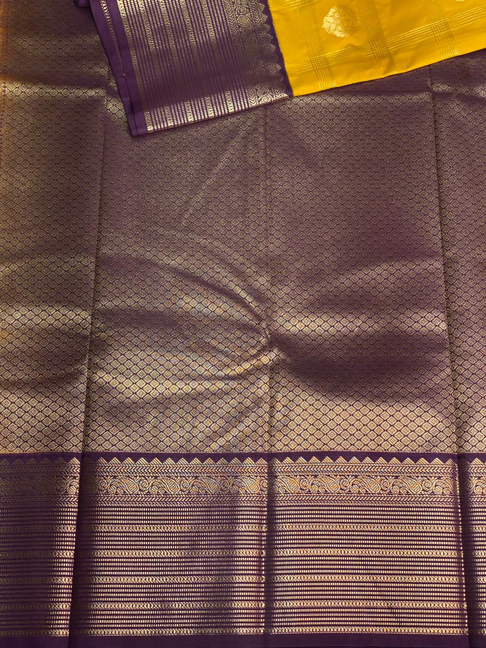 Yellow and violet silk saree- PSSR16C