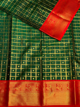 Green and red silk saree- PSSR22