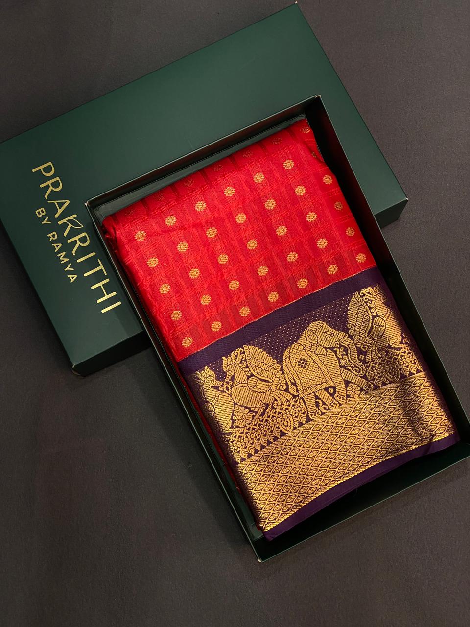 Red and purple silk saree- PSSR28