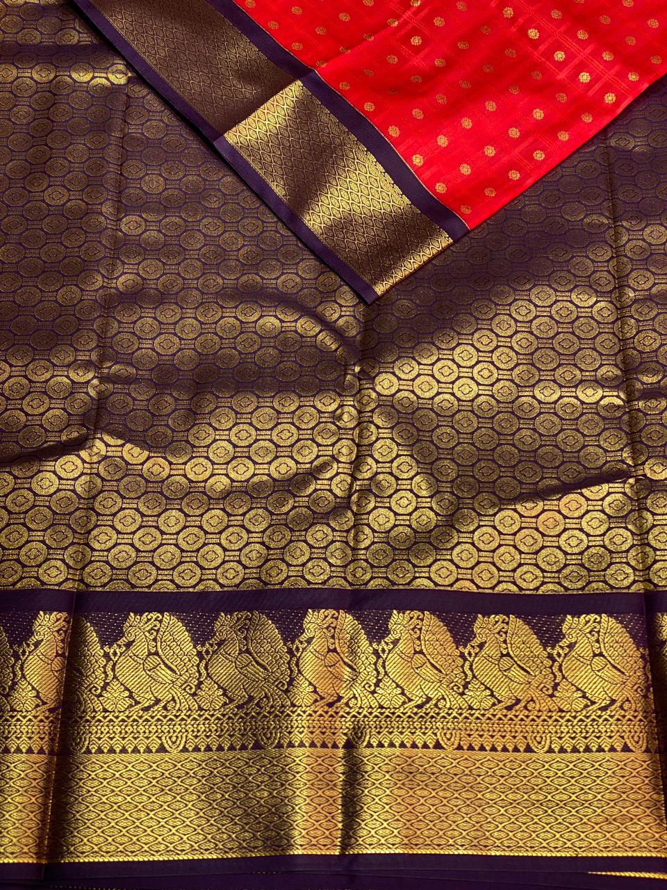 Red and purple silk saree- PSSR28