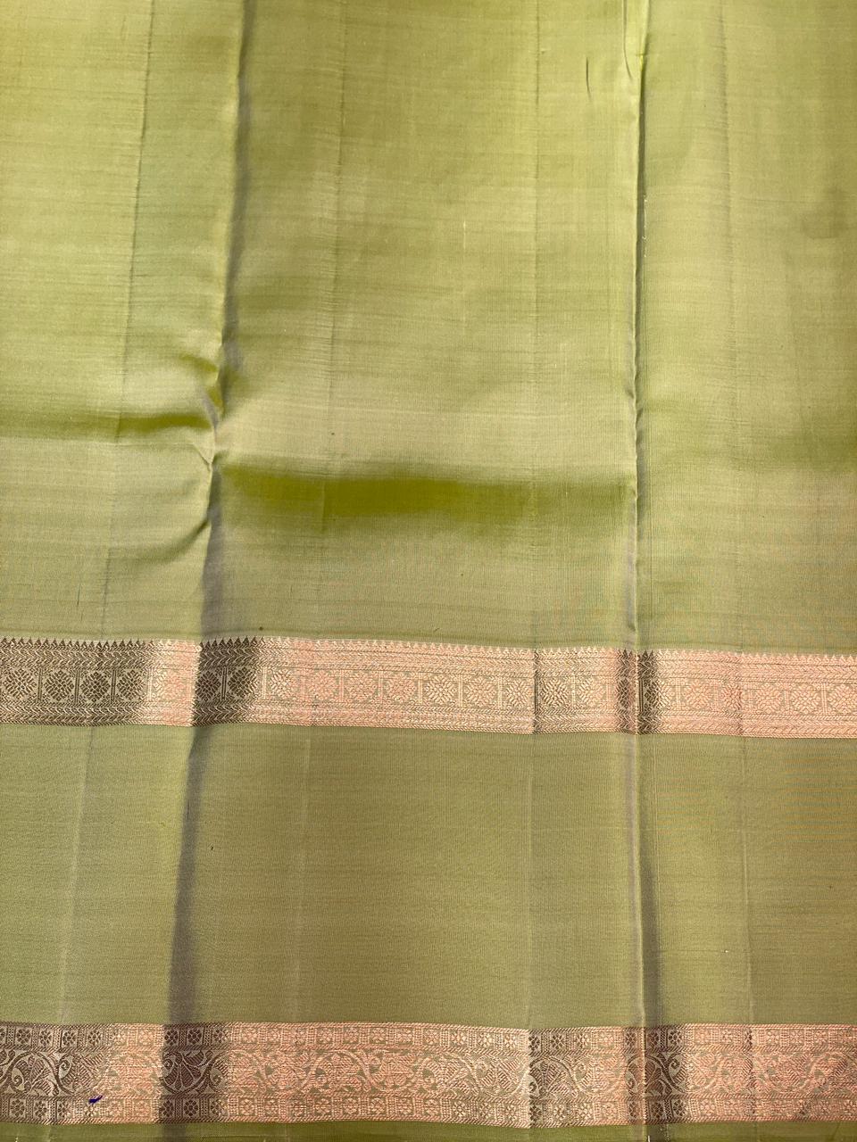 Pastal peach and Green Pure Kanchipuram Silk saree - PPSILK54