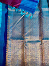 Purple and blue classic vintage Kanchipuram silk saree- PPSILK58
