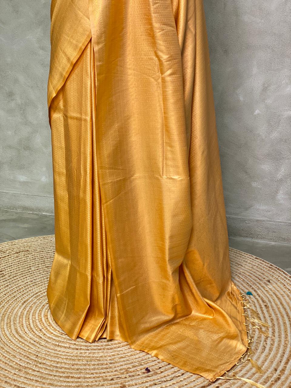 Light gold semi banarasi Saree -PBL12