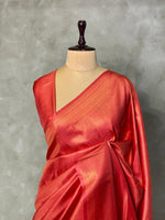 Dark peach semi banarasi Saree -PBL13