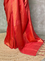 Dark peach semi banarasi Saree -PBL13
