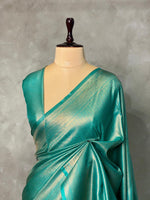 Turquoise blue semi banarasi Saree -PBL14