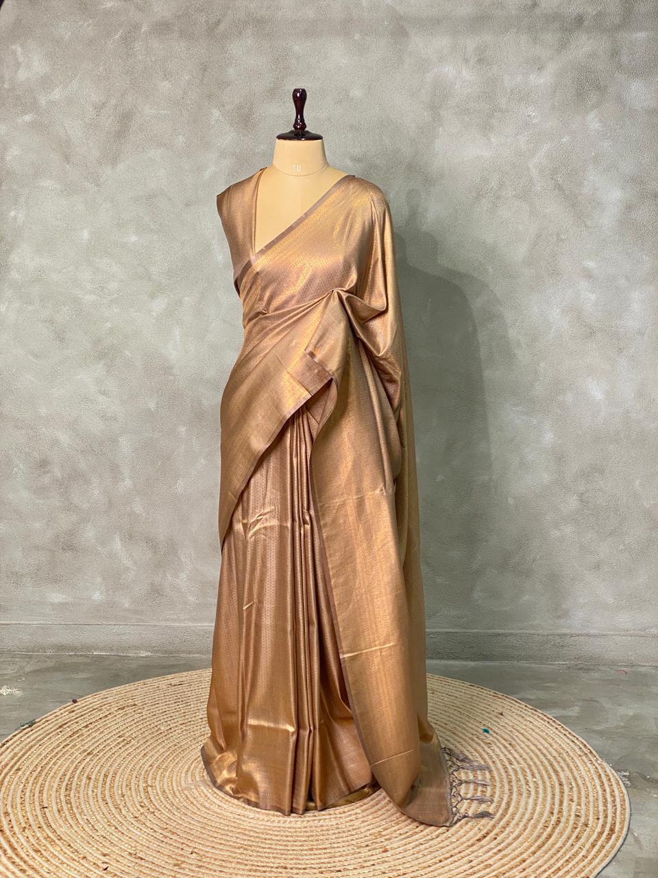 Nude shade semi banarasi Saree -PBL15