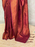 Dark wine semi banarasi Saree -PBL16