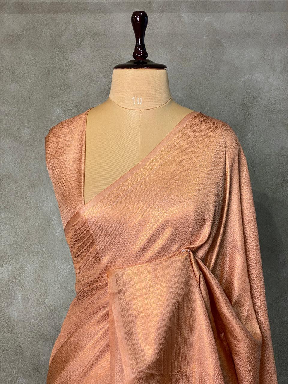 Light peach semi banarasi Saree -PBL17
