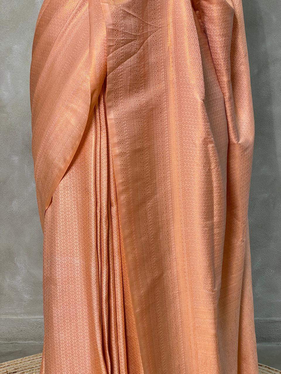 Light peach semi banarasi Saree -PBL17
