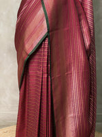 Dark wine Semi katan Banarasi silksaree - PSB07d