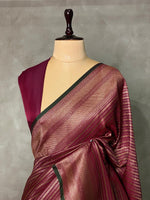 Dark wine Semi katan Banarasi silksaree - PSB07d
