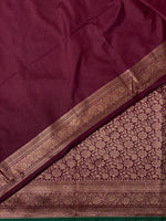 Dark maroon Semi katan Banarasi silksaree - PSB07i