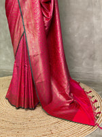 Rani pink Semi katan Banarasi silk saree - PSB07j