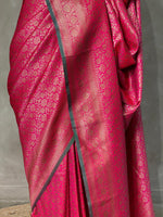 Rani pink Semi katan Banarasi silk saree - PSB07j