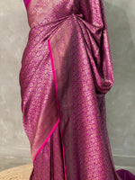 Wine Semi katan Banarasi silk saree - PSB07M
