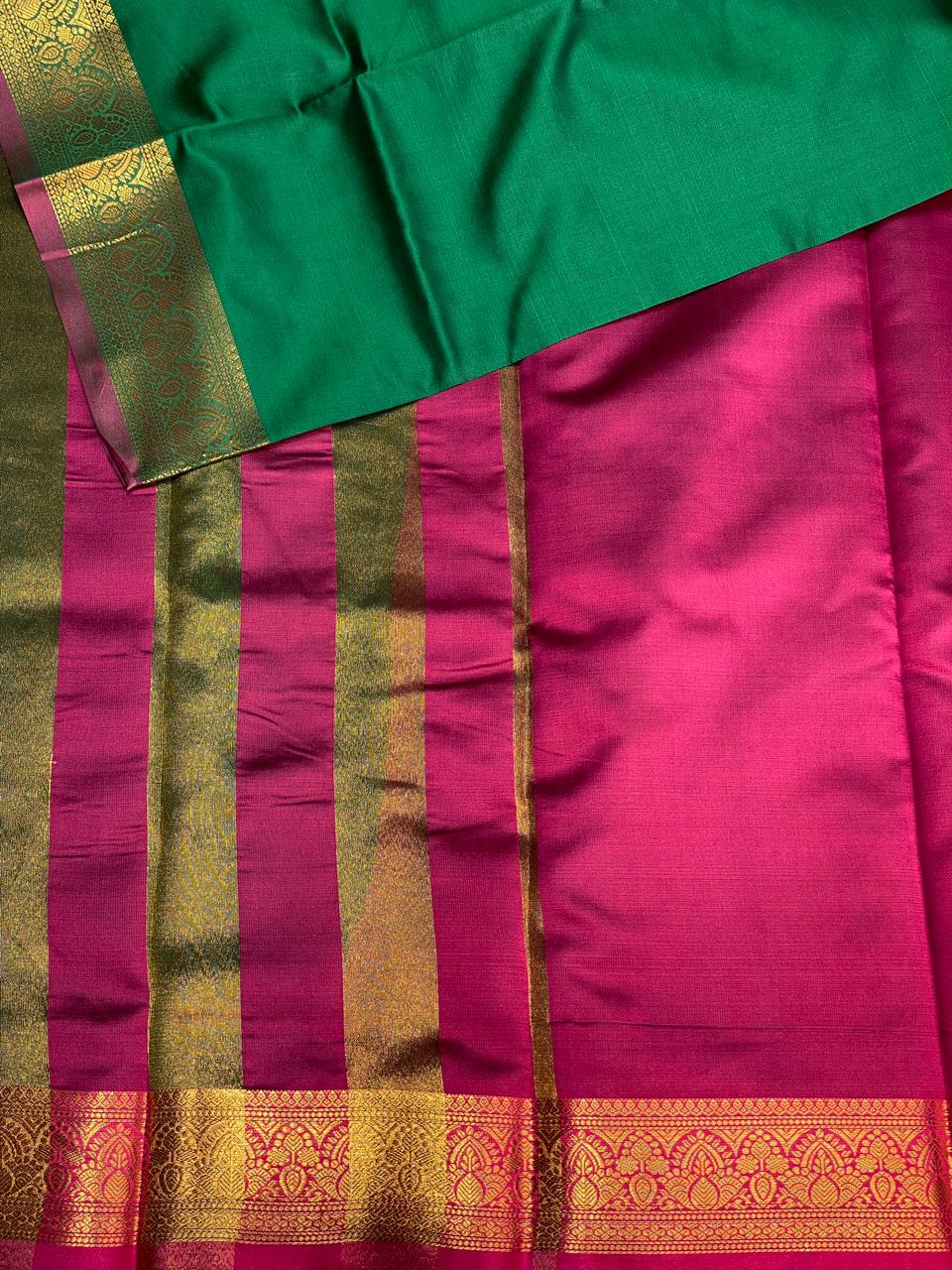 Green and Magenta soft silk saree - PSSA5