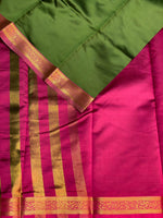 Olive Green and Magenta soft silk saree - PSSA6