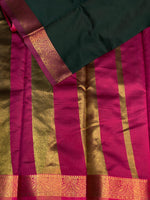Bottle Green and Magenta soft silk saree - PSSA8