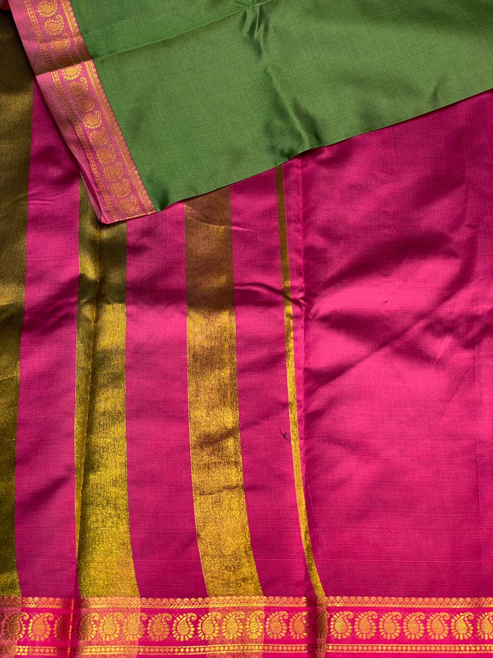 Olive Green and Magenta soft silk saree - PSSA9