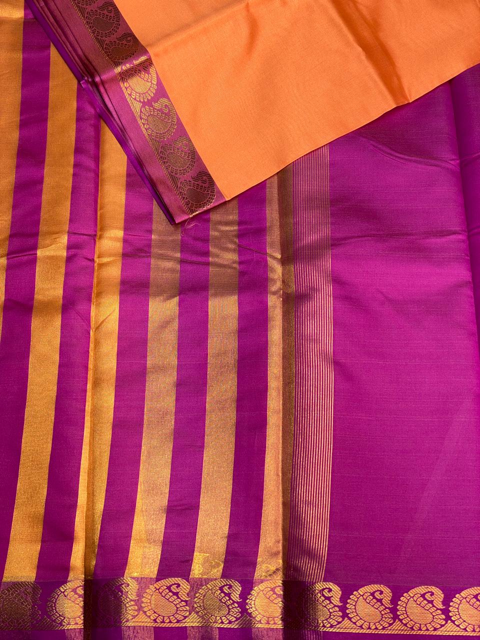 Peach and Magenta soft silk saree - PSSA10