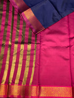 navy Blue and Magenta soft silk saree - PSSA11
