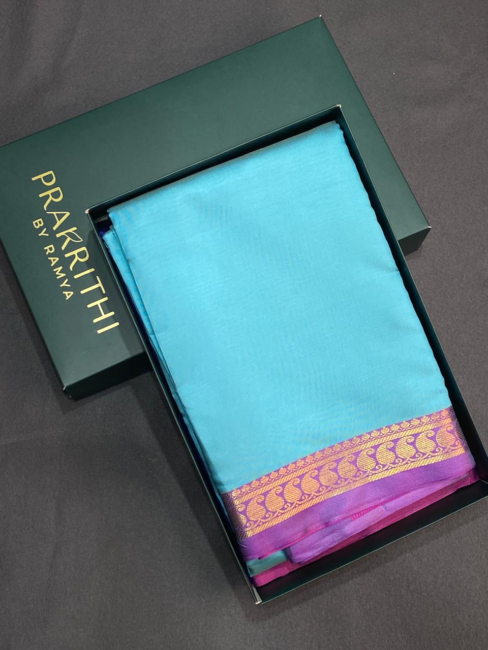 Blue and Magenta soft silk saree - PSSA13