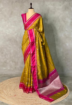 Olive Green Banarasi silk saree - PSB0A