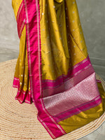 Olive Green Banarasi silk saree - PSB0A