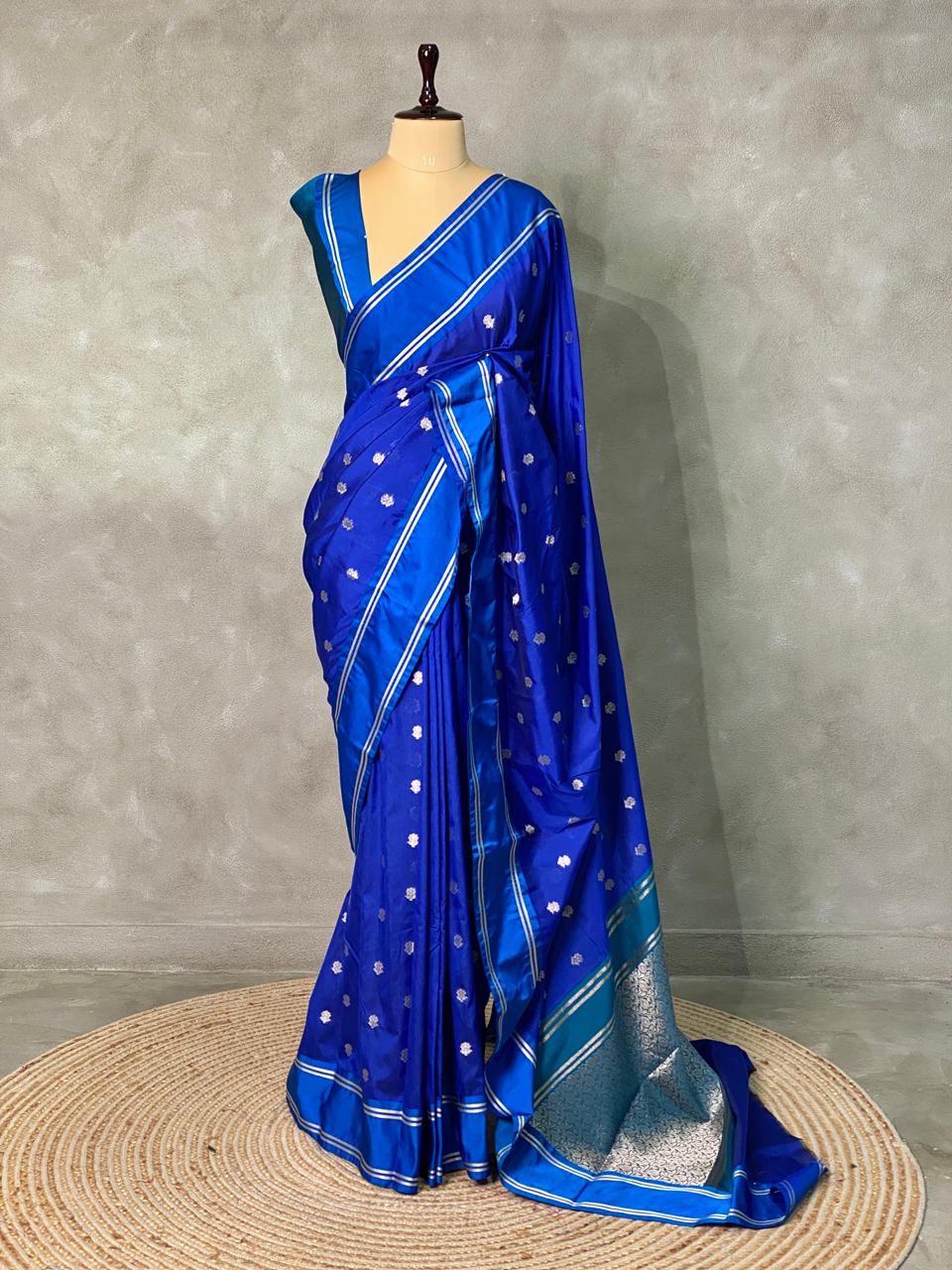 Blue Banarasi silk saree - PSB0B