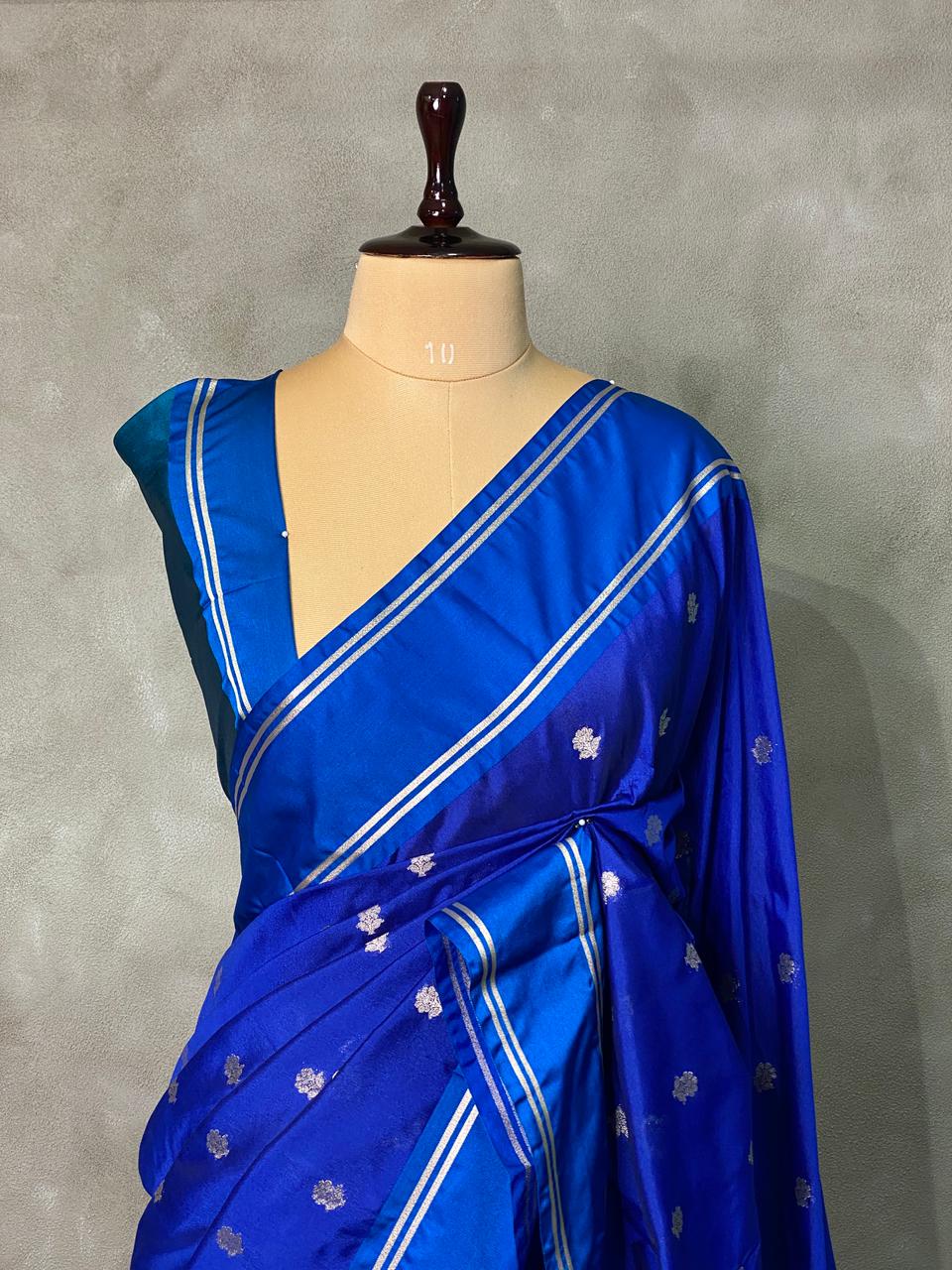 Blue Banarasi silk saree - PSB0B