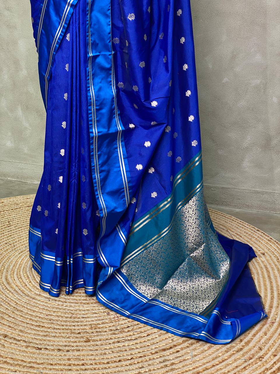 Blue Banarasi silk saree - PSB0B