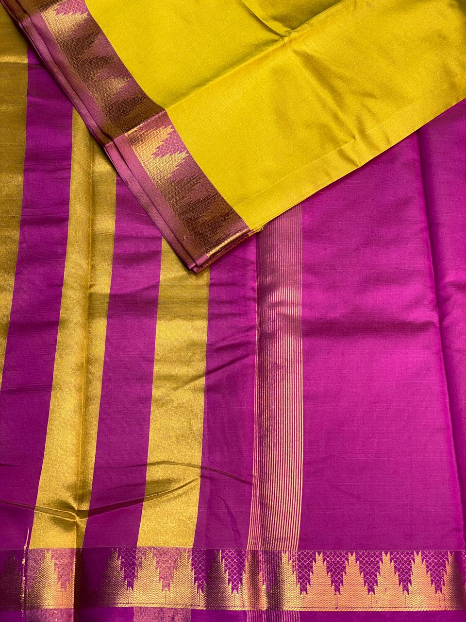 Olive green and Magenta soft silk saree - PSSA16