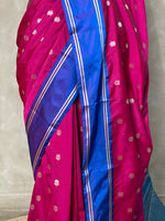 Magenta and Green Banarasi silk saree - PSB0C