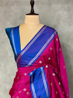 Magenta and Green Banarasi silk saree - PSB0C
