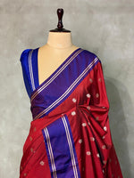 Maroon and Blue Banarasi silk saree - PSB0D