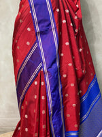 Maroon and Blue Banarasi silk saree - PSB0D