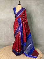 Maroon and Blue Banarasi silk saree - PSB0D