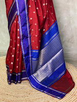 Maroon and Blue Banarasi silk saree - PSB0D